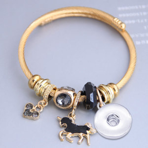 DIY Stainless Steel Bracelet Pink Love Unicorn Crystal Beads fit 20MM chunks snaps jewelry