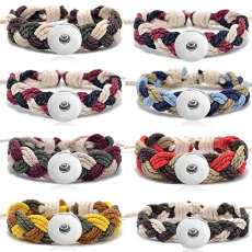 Hand woven bracelet cotton and linen rope design trendy brand bracelet fit18&20MM  snaps jewelry