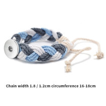 Hand woven bracelet cotton and linen rope design trendy brand bracelet fit18&20MM  snaps jewelry