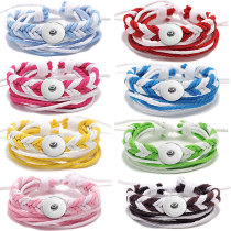 Handmade Cotton and Linen Braided Multilayer Bracelet fit18&20MM  snaps jewelry