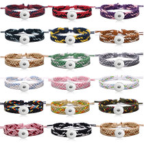 cotton and linen bracelet hand woven bracelet fit18&20MM  snaps jewelry