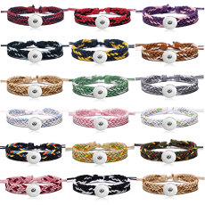 cotton and linen bracelet hand woven bracelet fit18&20MM  snaps jewelry