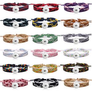 cotton and linen bracelet hand woven bracelet fit18&20MM  snaps jewelry
