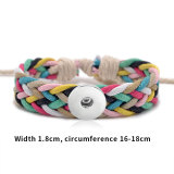 Hand Braided Strap Rainbow Bracelet fit18&20MM  snaps jewelry