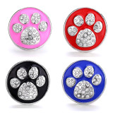 paw 20MM  design Rhinestone  Metal snap buttons