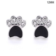 paw 12MM  design Rhinestone  Metal snap buttons