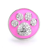 paw 20MM  design Rhinestone  Metal snap buttons