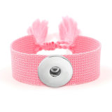 Ribbon Bracelet DIY Embroidered Tassel Wristband fit18&20MM  snaps jewelry
