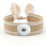 Ribbon Bracelet DIY Embroidered Tassel Wristband fit18&20MM  snaps jewelry