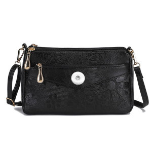 Flower Crossbody Shoulder Bag Ladies Armpit Small Satchel fit 18mm snap button jewelry