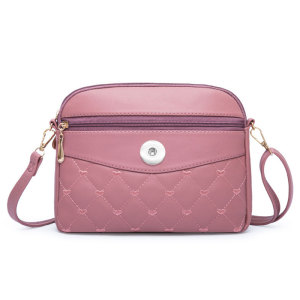 Large capacity bucket bag fashion embroidery love pu trendy women's bag fit 18mm snap button jewelry