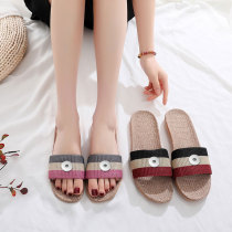 linen slippers non-slip summer home mute fit18&20MM  snaps jewelry