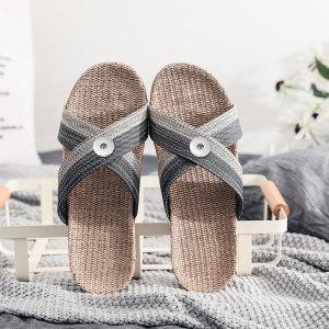 linen slippers non-slip summer home mute fit18&20MM  snaps jewelry