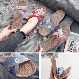 linen slippers non-slip summer home mute fit18&20MM  snaps jewelry