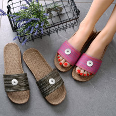 linen slippers non-slip summer home mute fit18&20MM  snaps jewelry