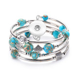 Hand Wound Multilayer Bracelet Volcanic Turquoise Tiger Eye Spiral Memory Bracelet fit18&20MM  snaps jewelry