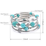 Hand Wound Multilayer Bracelet Volcanic Turquoise Tiger Eye Spiral Memory Bracelet fit18&20MM  snaps jewelry