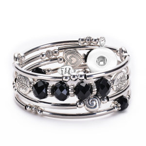 Hand-beaded multi-turn winding bracelet Natural crystal tree of life fit18&20MM  snaps jewelry
