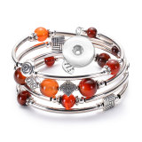 Hand Wound Multilayer Bracelet Volcanic Turquoise Tiger Eye Spiral Memory Bracelet fit18&20MM  snaps jewelry