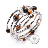Hand Wound Multilayer Bracelet Volcanic Turquoise Tiger Eye Spiral Memory Bracelet fit18&20MM  snaps jewelry