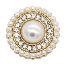 20MM Pearl flower enamel rhinestones  metal  snap buttons