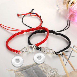 FREEDOM Couple Bracelet Handcuff Braided Bracelet Valentine's Day Gift fit18&20MM  snaps jewelry