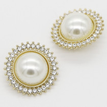 21MM Pearl flower enamel rhinestones  metal  snap buttons