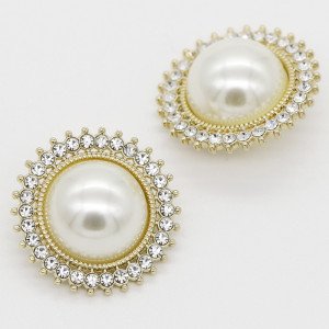 21MM Pearl flower enamel rhinestones  metal  snap buttons
