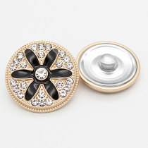 21MM Pearl flower enamel rhinestones  metal  snap buttons