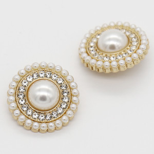 20MM Pearl flower enamel rhinestones  metal  snap buttons
