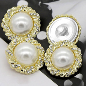 20MM Diamond-set pearlescent coloured mape pearls metal  snap buttons