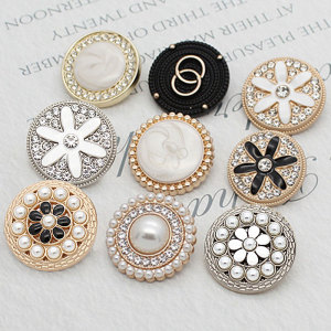21MM Pearl flower enamel rhinestones  metal  snap buttons