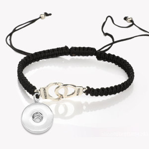 FREEDOM Couple Bracelet Handcuff Braided Bracelet Valentine's Day Gift fit18&20MM  snaps jewelry