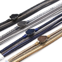 Leather Adjustable Magnet Buckle Bracelet Crystal Natural Stone