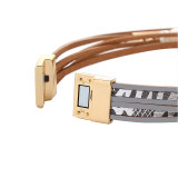 Freshwater Pearl Double Circle Multilayer Leather Bracelet