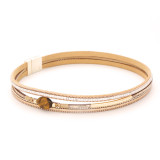 Natural Tiger Eye Magnet Buckle Leather Bracelet