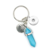 Natural Stone Keychain Pendant Decorative Car Keyring fit 18mm snap button jewelry