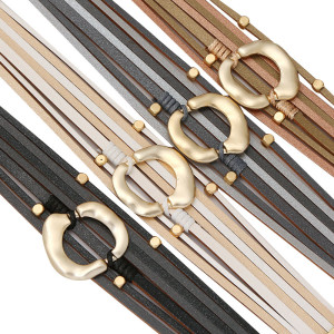 Magnet Buckle Adjustable Bracelet Alloy Leather Multilayer Ladies Bracelet
