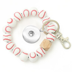 Volleyball Soccer Basketball Baseball Bracelet Keychain fit 18mm snap button jewelry
