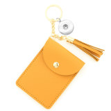 Solid Color Card Holder Keychain Wallet Leather Tassel Multi-Card Coin Purse fit 18mm snap button jewelry