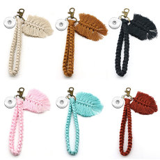 Cotton Rope Woven Bracelet Keychain fit 18mm snap button jewelry
