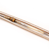 Natural Tiger Eye Magnet Buckle Leather Bracelet
