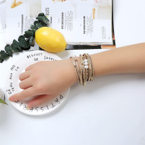 Freshwater Pearl Double Circle Multilayer Leather Bracelet