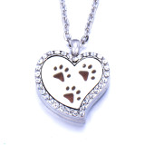 Stainless Steel Diamond Cutout Pendant Open Multiple Style Heart Aroma Perfume Essential Oil Diffuser Necklace