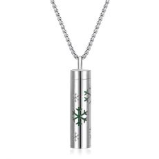 Aromatherapy pendant perfume bottle essential oil stainless steel necklace hollow cylindrical corrugated pendant couple cylindrical fashion jewelry