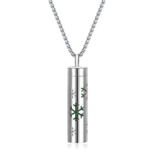 Aromatherapy pendant perfume bottle essential oil stainless steel necklace hollow cylindrical corrugated pendant couple cylindrical fashion jewelry