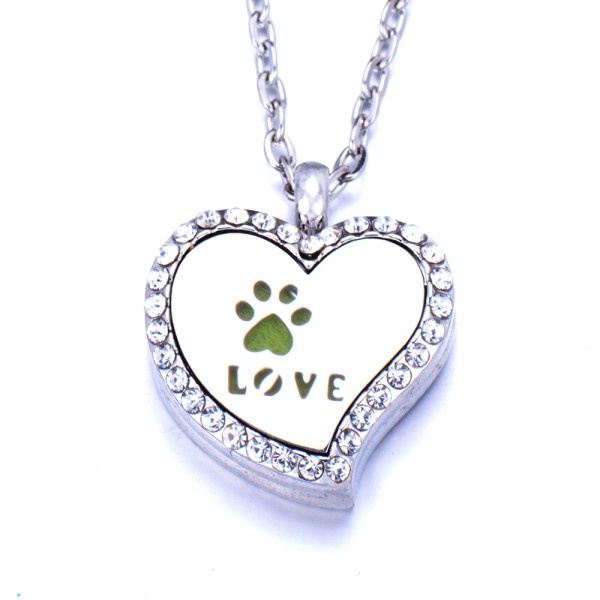 Stainless Steel Diamond Cutout Pendant Open Multiple Style Heart Aroma Perfume Essential Oil Diffuser Necklace