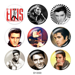 20MM Elvis Presley Print glass snaps buttons