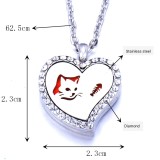 Stainless Steel Diamond Cutout Pendant Open Multiple Style Heart Aroma Perfume Essential Oil Diffuser Necklace