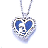 Stainless Steel Diamond Cutout Pendant Open Multiple Style Heart Aroma Perfume Essential Oil Diffuser Necklace